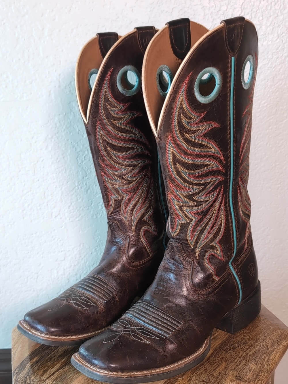 Ariat Embroidered Western Cowgirl Boots with Turquoise Accents